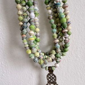 Green necklace with paper beads